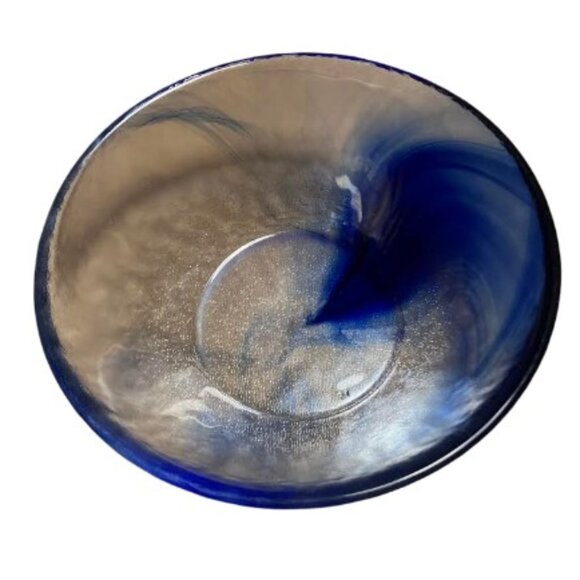Bormioli Rocco Murano Cobalt Blue Swirl Vintage Art Glass Blue and Clear EUC - Picture 1 of 6